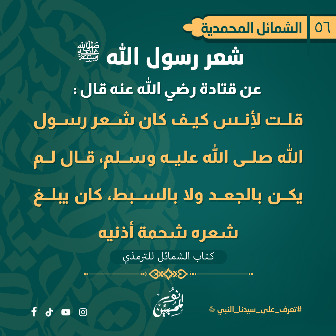 - الجعد أي: المنكسر، وهو ما يعرف بالخشن، "ولا بالسبط"، أي: المرسل، وهو ما يعرف بالناعم